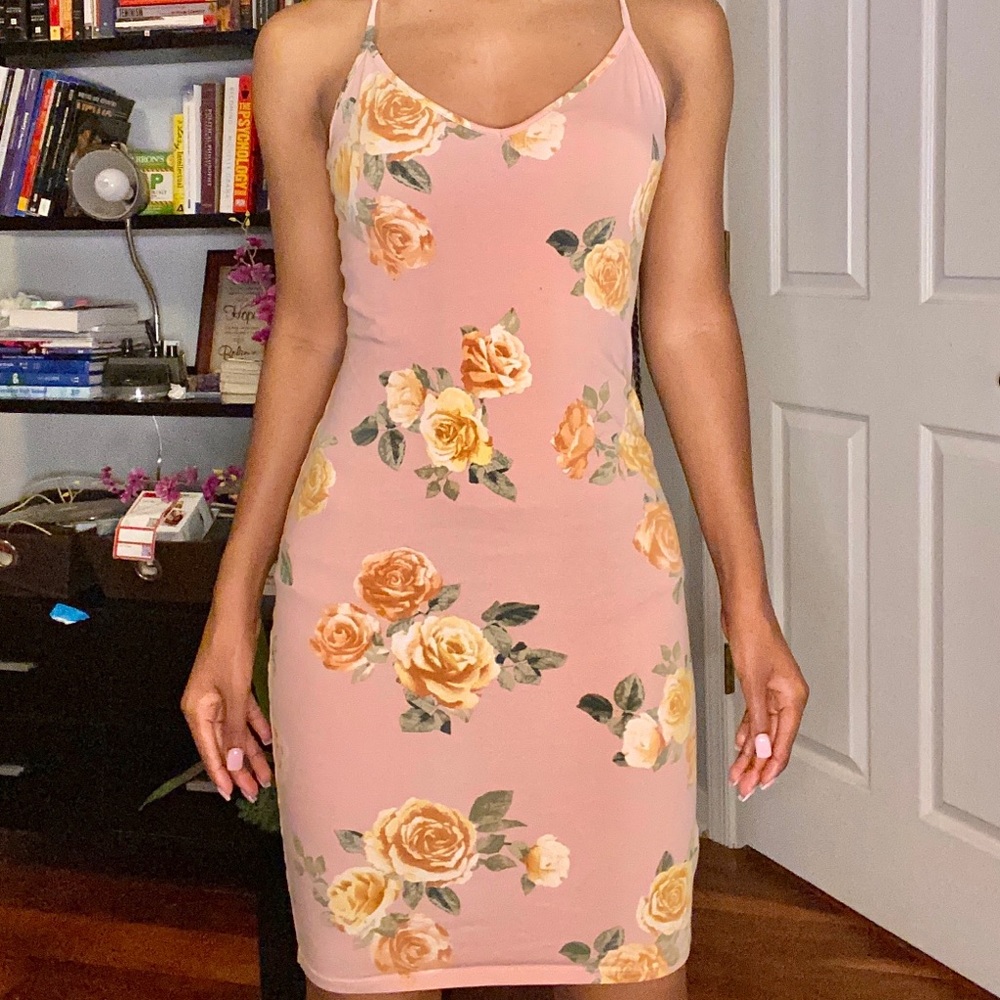 Pink Floral Mini Dress